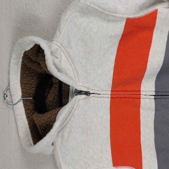 Children's Place Oatmeal Multicolored Striped Hooded Long Sleeve Zip Up Jacket - Picture 3 of 12